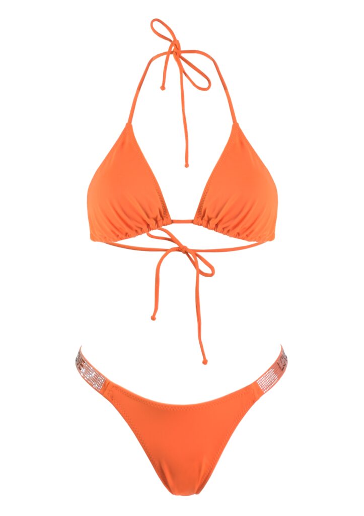 Casablanca Orange Bikini Set With Rhinestone Detail Zeta Curves