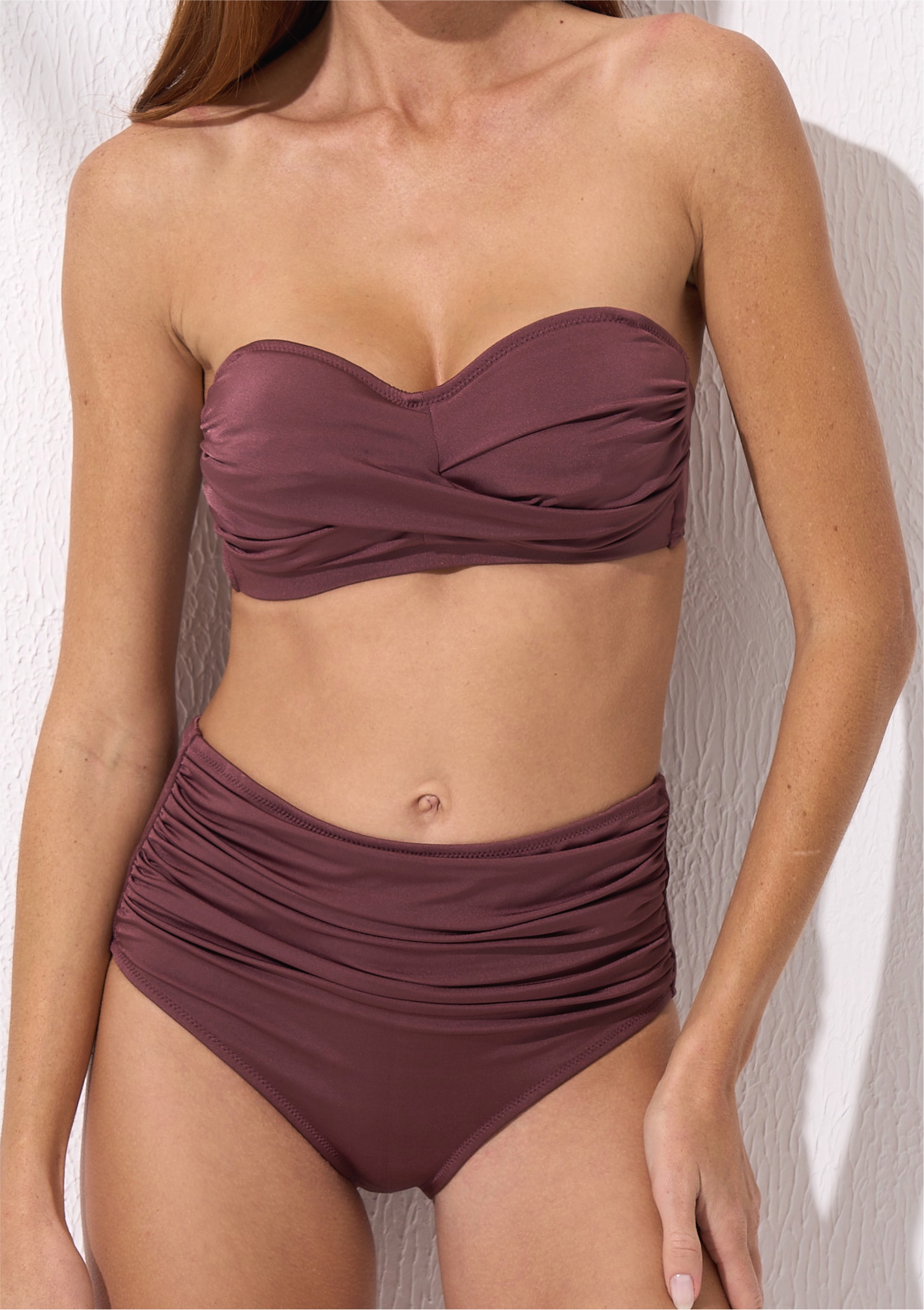 Pierre Cardin High Waisted Strapless Bikini Cocoa Zeta Curves