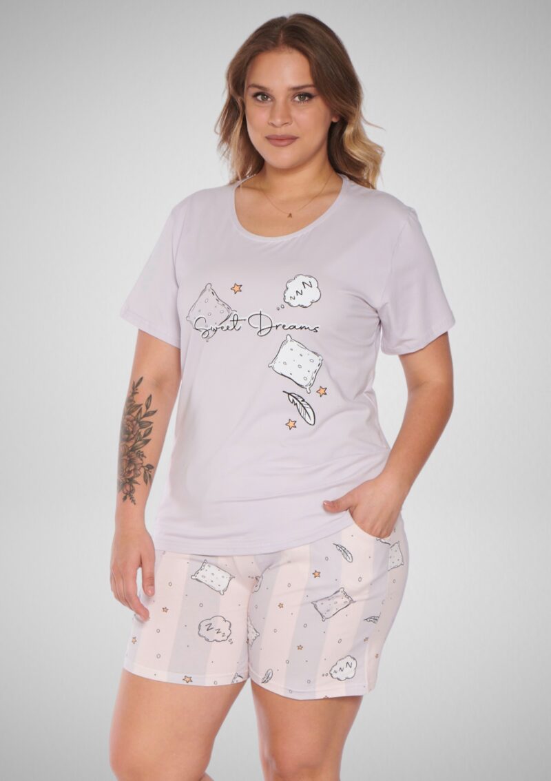 Plus Size Cotton Pajama Set Lila