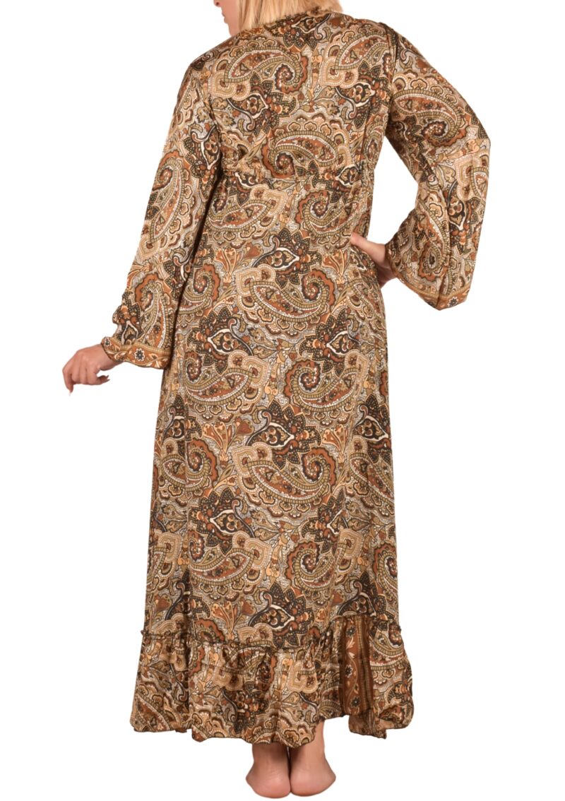 Maxi Boho Dress Art Silk Brown - imagine 4