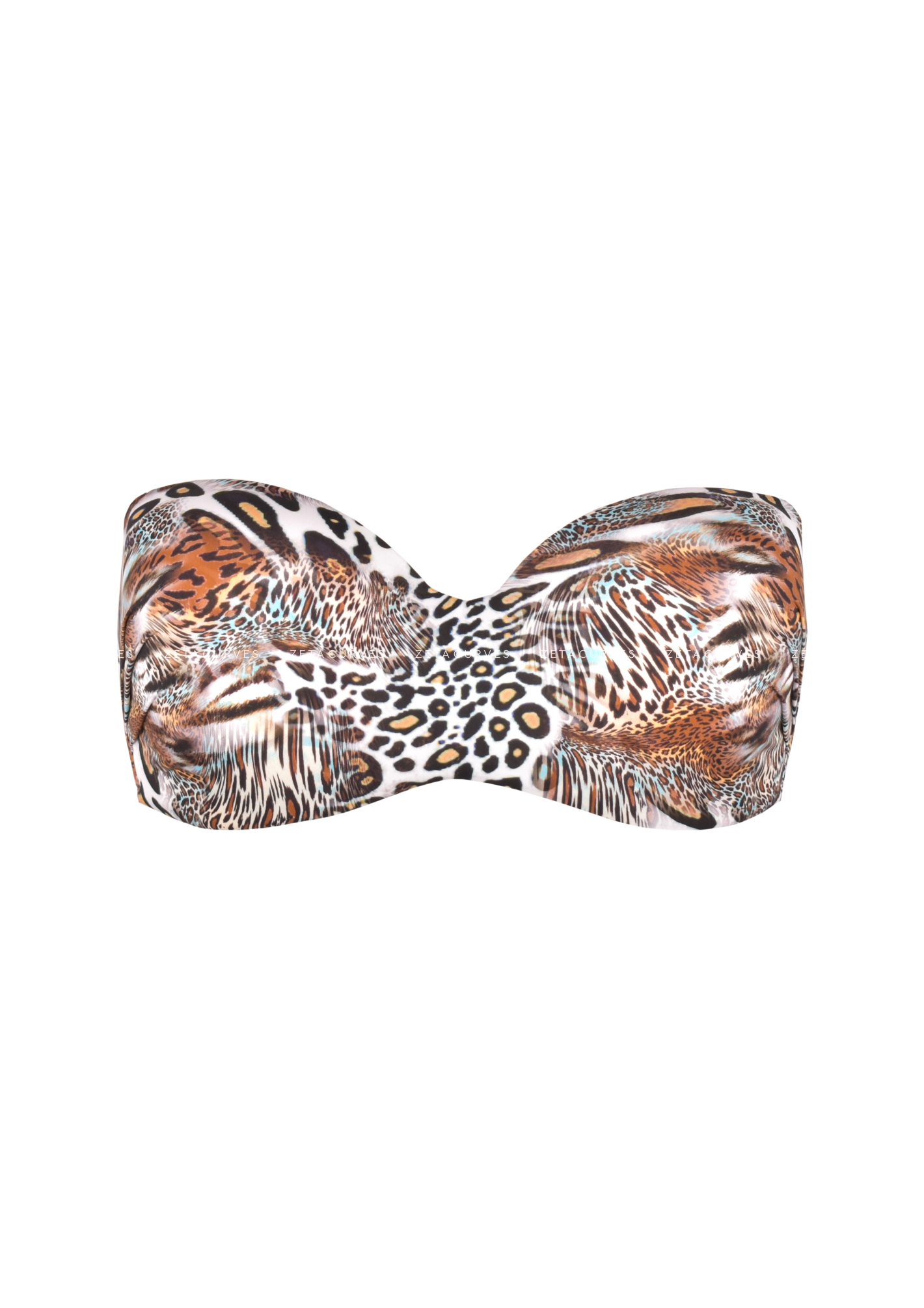 Crool Strapless Bikini Top Cup D Leopard