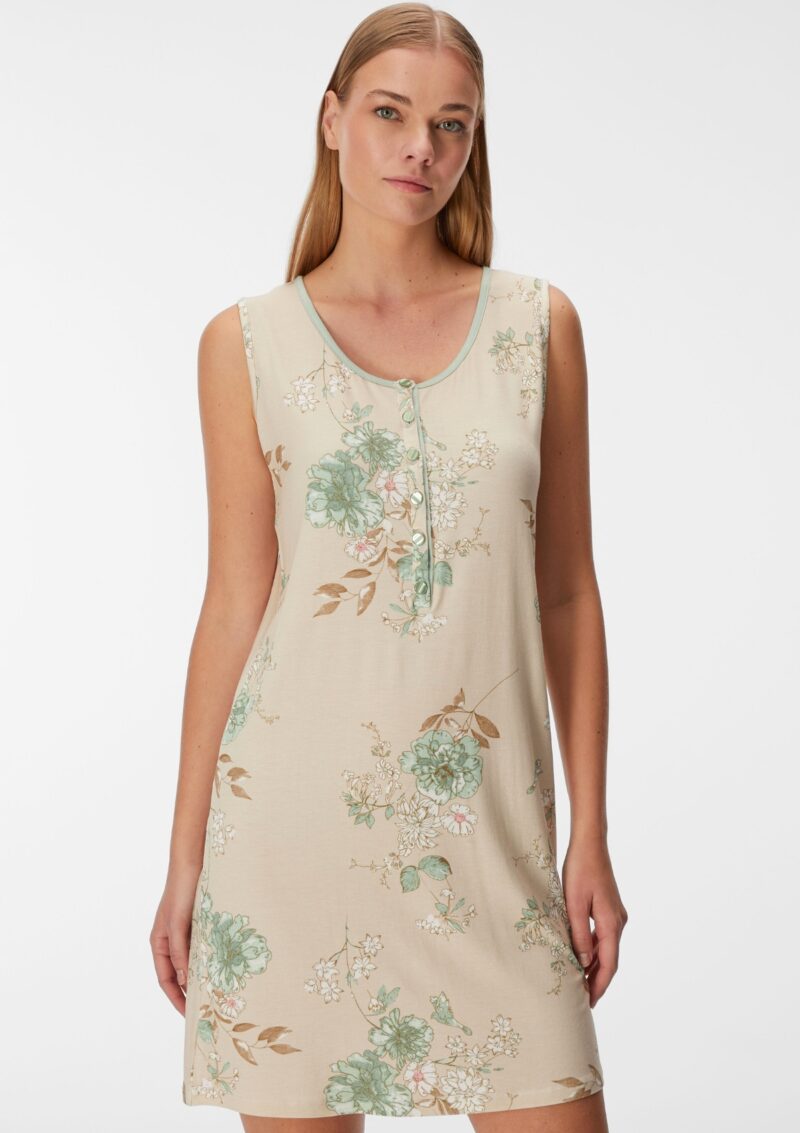 GoldenBay Women’s Viscose Nightgown with Floral Pattern