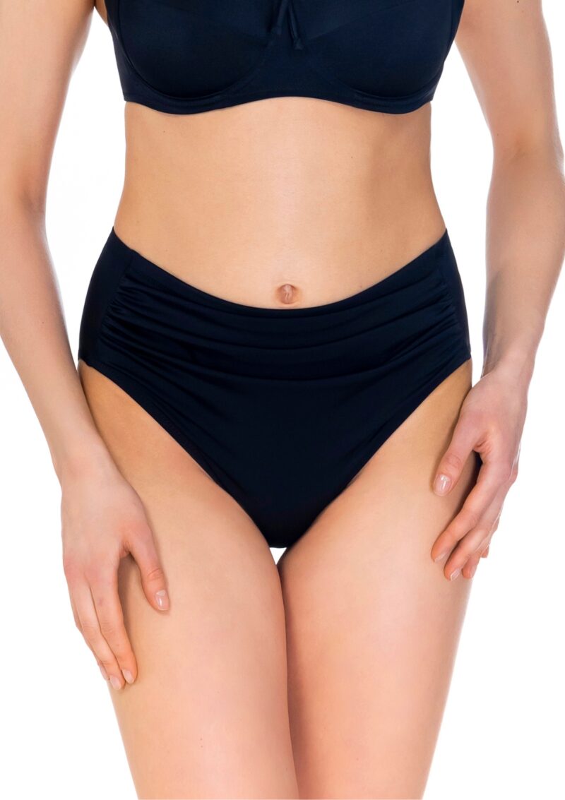 Seaside High Waisted Ruched Bikini Slip Black - Image 2
