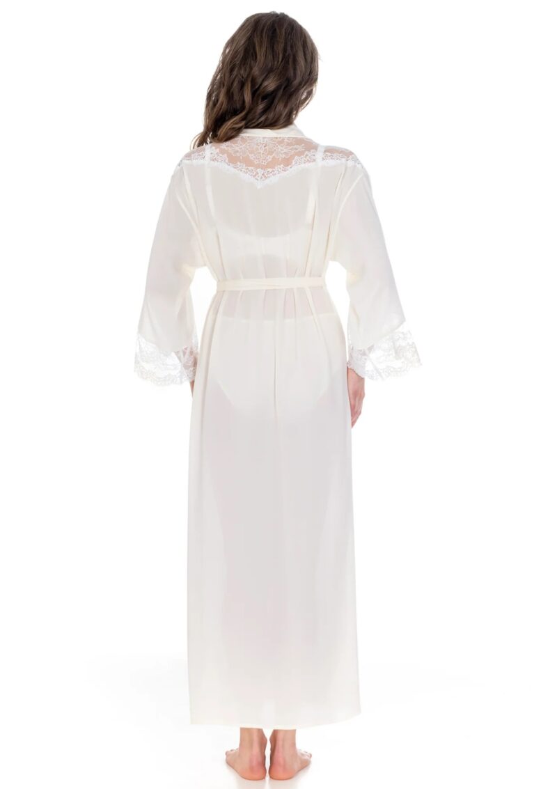 Bridal Maxi Robe with Lace White - imagine 2