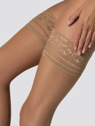 Thigh-High Stockings with Silicone Beige