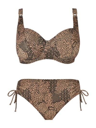 σετ μαγιό Crool animal print για μεγάλο στήθος cup E F με slip με κορδόνια